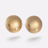 Ion Plating(IP) 304 Stainless Steel Stud Earring Findings, with Loop, Flat Round, Golden, 13x2mm, Hole: 1.5mm, Pin: 0.8mm(STAS-K184-03-01G)