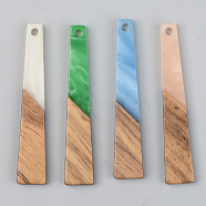 Opaque Resin & Walnut Wood Pendants, Trapezoid, Mixed Color, 44.5x8x3mm, Hole: 2mm(RESI-S389-043A-C)