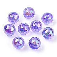 Transparent Acrylic Beads, AB Colors Plated, Round, Blue Violet, 6mm, Hole: 1.8mm, about 4800pcs/500g(MACR-T046-01C-05)