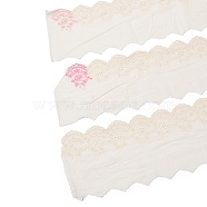 MAYJOYDIY US 4.7~5 Yards Cotton Embroidery Flower Ribbons, Flat, White, 18 inch(457mm)(OCOR-XCP0002-47)