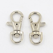 Alloy Swivel Lobster Claw Clasps, Swivel Snap Hook, Fine Jewelry Findings, Cadmium Free & Lead Free, Platinum Color, Size: about  39mm long, 17mm wide, 7mm thick, hole: 6mm wide, 9mm long(X-E547Y)