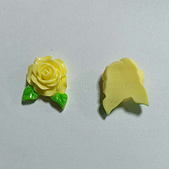 Resin Cabochon, Flower, with Leave, Yellow, 21x19x9mm(PJ-TAC0001-14B)