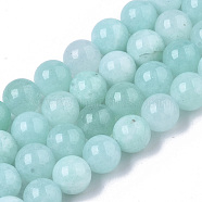 Natural Quartz Beads Strands, Dyed & Heated, Imitation Amazonite Color, Round, Pale Turquoise, 8.5x8mm, Hole: 1mm, about 47pcs/strand, 15.35 inch(X-G-T129-04)