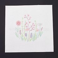 DIY Embroidery Fabric with Eliminable Pattern, Embroidery Cloth, Square, Flower Pattern, 28x27.6x0.05cm(DIY-P032-C10)