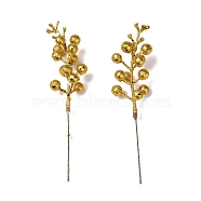 Plastic Imitation Fruit Stem Accessories, with Iron and Foam Finding, Glitter Powder, for DIY Christmas Tree, Wreath, Party Decoration, Gold, 180x49x35mm(DIY-B048-02B)