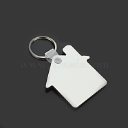 Sublimation Double-Sided Blank MDF Keychains, with House Shape Wooden Hard Board Pendants and Iron Split Key Rings, Platinum, 5x5x0.3cm(ZXFQ-PW0001-055)
