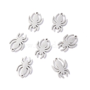 304 Stainless Steel Charms, Laser Cut, for Halloween, Spider, Stainless Steel Color, 12x8x1.1mm, Hole: 0.8mm(STAS-O142-47P)