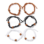 12Pcs Adjustable Braided Nylon Cord Macrame Pouch Bracelet Making, Interchangeable Stone, with Natural Wood Beads, Mixed Color, Inner Diameter: 1-7/8~3-1/4 inch(4.7~8.4cm)(AJEW-SW00010-03)