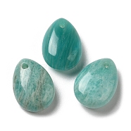 Natural Amazonite Teardrop Charms, for Pendant Necklace Making, 14x10x6mm, Hole: 1mm(G-M410-01-02)