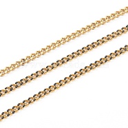 Handmade 304 Stainless Steel Enamel Curb Chains,Golden, with Spool, Unwelded, Long-Lasting Plated, Oval, Black, 5x4x1.5mm, , 32.8 Feet(10m)/roll(CHC-M021-67G-10)