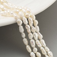 Natural Keshi Pearl Cultured Freshwater Pearl Beads Strands, Baroque Pearls, Two Sides Polished, Grade 2A+, Floral White, 3~4mm, Hole: 0.5mm, about 33pcs/strand, 7.09''(18cm)(PEAR-P062-25C)