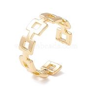 Brass Chain Shape Cuff Rings, Hollow Open Ring for Women, Cadmium Free & Lead Free, Real 18K Gold Plated, US Size 10 1/4(19.9mm)(RJEW-P026-01G)