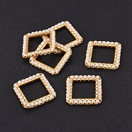 MIYUKI & TOHO Handmade Japanese Seed Beads, with 304 Stainless Steel Link Rings, Loom Pattern, Square, Golden, Seashell Color, 15x15x1.8~2mm(SEED-A028D-S-01G)