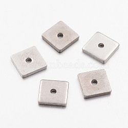 Non-Tarnish 304 Stainless Steel Spacer Beads, Square, Stainless Steel Color, 5x5x0.8mm, Hole: 1.2mm(X-STAS-E134-5mm-19P)