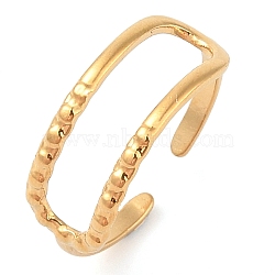 Ion Plating(IP) 304 Stainless Steel Open Cuff Rings for Women, Real 14K Gold Plated, Stick, 8mm, Adjustable(RJEW-Z057-10G-02)