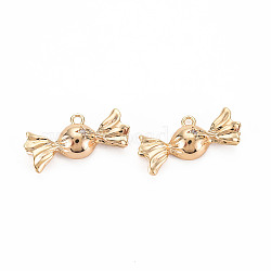 Brass Micro Pave Cubic Zirconia Pendants, Real 18K Gold Plated, Nickel Free, Candy, Clear, 10x21x5mm, Hole: 1.5mm(KK-N232-284)