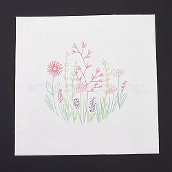 DIY Embroidery Fabric with Eliminable Pattern, Embroidery Cloth, Square, Flower Pattern, 28x27.6x0.05cm(DIY-P032-C10)