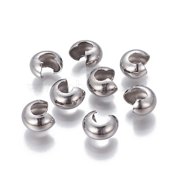 304 Stainless Steel Crimp Beads Covers, Stainless Steel Color, 9mm In Diameter(STAS-P239-34P-02)