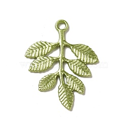 Painting Alloy Pendants, Leaf, Yellow Green, 36.5x28x1.5mm, Hole: 2.5mm(PALLOY-B015-03)