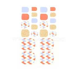 Full-Cover Glitter Powder Toenail Wraps Stickers, Flower Star Tartan Self-adhesive Toenail Art Polish Decals, for Woman Girls DIY Toenails Art Design, Orange Red, Wave Pattern, 9.5x5.8cm(MRMJ-R112-ZXJ-091)