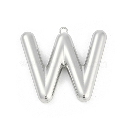 304 Stainless Steel Pendants, Letter Charm, Letter W, 36.5x40x6mm, hole: 2.1mm(STAS-I325-146P-W)