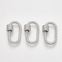 Brass Screw Carabiner Lock Charms, for Necklaces Making, Oval, Platinum, 27.5x16.5x3mm, Screw: 8.5x7.5mm(KK-T047-02P)