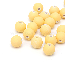 Spray Painted Acrylic Beads, Rubberized Style, Round, Light Khaki, 10x9.5mm, Hole: 2mm, about 950pcs/500g(ACRP-S672-10mm-14)