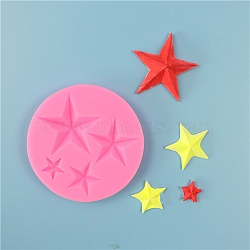 Food Grade Silicone Molds, Fondant Molds, For DIY Cake Decoration, Chocolate, Candy Mold, Star, Pink, 81x8.5mm(X-DIY-E018-08)