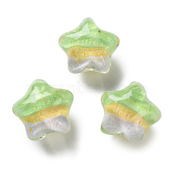 Gradient Color Transparent Hand-drawed Acrylic Beads, Star, Pale Green, 19.5x21.5x16mm, Hole: 2.3mm(TACR-P012-01B-11)