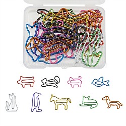 Animal Shape Iron Paperclips, Cute Paper Clips, Funny Bookmark Marking Clips, Mixed Color, 18.5x39x1mm(TOOL-CJ0001-01)