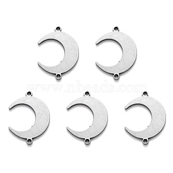 201 Stainless Steel Links Connector, Laser Cut, Moon, Stainless Steel Color, 18.5x14x1mm, Hole: 1mm(STAS-R107-16)