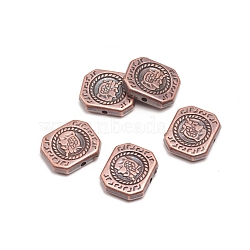 CCB Plastic Beads, Rectangle, Red Copper, 15x18x4mm, Hole: 1.5mm(CCB-F006-46R)