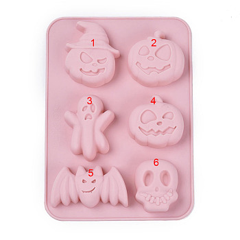 Halloween Theme, Food Grade Silicone Molds, Fondant Molds, For DIY Cake Decoration, Chocolate, Candy, UV Resin & Epoxy Resin Jewelry Making, Mixed Shapes, Pink, 214x152.5x21.5mm