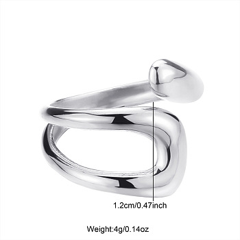 Non-Tarnish Stainless Steel Hollow Geometric Shape Open Ring, Ideal for Daily Wear and Matching, Stainless Steel Color