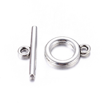 Alloy Toggle Clasps, Cadmium Free & Lead Free, Antique Silver, Ring: about 14x11x2mm, Hole: 2mm, Bar: 19x5.5x2mm, Hole: 2mm