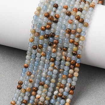 Natural Blue Calcite Beads Strands, Round, Blue, 3mm, Hole: 0.5mm, about 134pcs/strand, 15.35''(39cm)