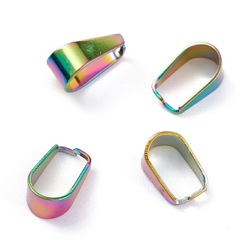 Ion Plating(IP) 304 Stainless Steel Snap on Bails, Rainbow Color, 10x6x5mm, Inner: 10x5mm