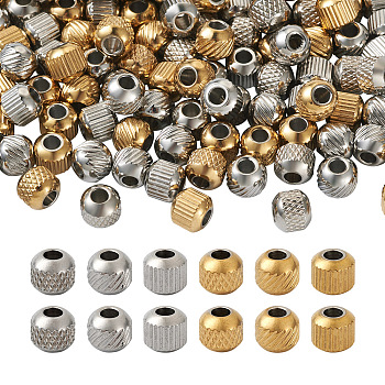 201 Stainless Steel Beads, Rondelle, Golden & Stainless Steel Color, 6x5.5mm, Hole: 2mm, 150pcs/box