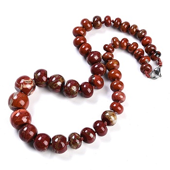 Natural Red Rainbow Jasper Rondelle Graduated Beaded Necklaces for Women Men, 19.49 inch(49.5cm)