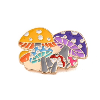 Enamel Pins, Alloy Brooches for Backpack Clothes, Mushroom, Colorful, 36x25x2mm