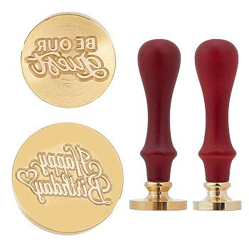 CRASPIRE 2Pcs DIY Scrapbook, Brass Wax Seal Stamp, with 2Pcs Wood Handle, Word, 3~25x9.5~23.3mm