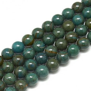Synthetic Imperial Jasper Beads Strands, Dyed, Round, Teal, 6mm, Hole: 1mm, about 60pcs/strand, 14.3 inch