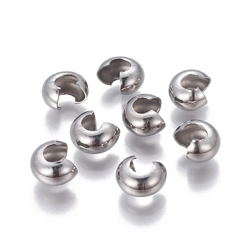 304 Stainless Steel Crimp Beads Covers, Stainless Steel Color, 9mm In Diameter