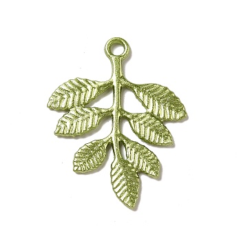 Painting Alloy Pendants, Leaf, Yellow Green, 36.5x28x1.5mm, Hole: 2.5mm