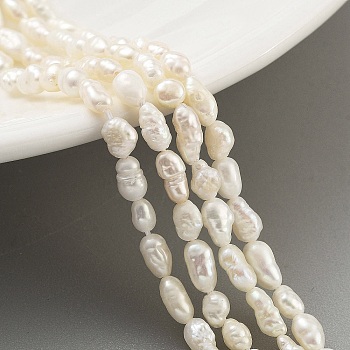 Natural Keshi Pearl Cultured Freshwater Pearl Beads Strands, Baroque Pearls, Two Sides Polished, Grade 2A+, Floral White, 3~4mm, Hole: 0.5mm, about 33pcs/strand, 7.09''(18cm)