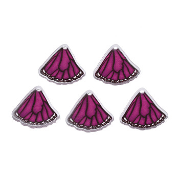 Printed Translucent Acrylic Pendants, Butterfly, Medium Violet Red, 19.5x20.5x2mm, Hole: 1.5mm