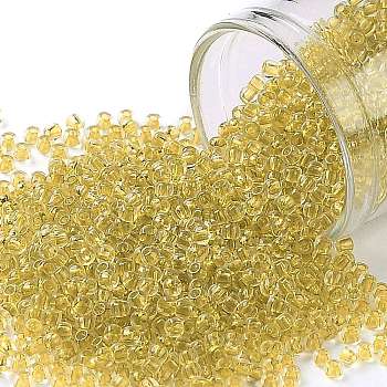 TOHO Round Seed Beads, Japanese Seed Beads, (2151) Inside Color Crystal Yellow, 11/0, 2.2mm, Hole: 0.8mm, about 1110pcs/10g