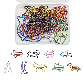 Animal Shape Iron Paperclips, Cute Paper Clips, Funny Bookmark Marking Clips, Mixed Color, 18.5x39x1mm