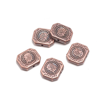 CCB Plastic Beads, Rectangle, Red Copper, 15x18x4mm, Hole: 1.5mm