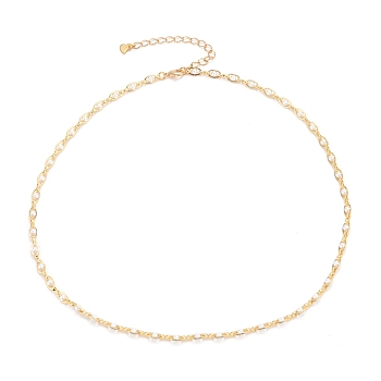 Glass Pearl Link Chain Necklaces, with Brass Curb Chains and Lobster Claw Clasps, Golden, 18-1/8 inch(46cm)